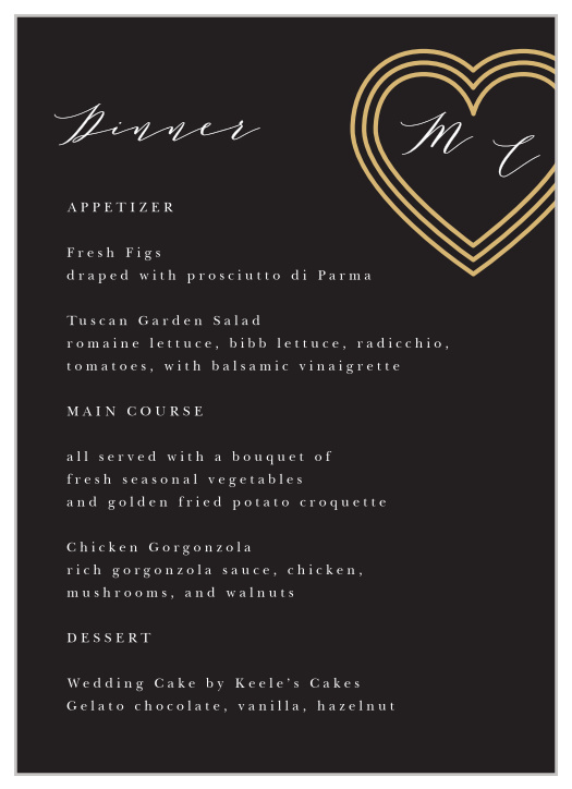 Modern Triple Hearts Wedding Menus