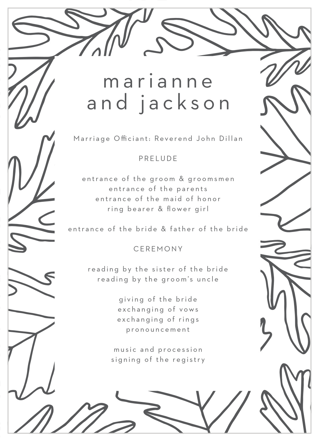 Modern Autumn Wedding Programs
