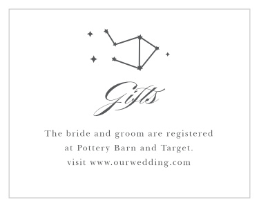 Our Classic Constellation Registry Cards are the best way to inform your guests where to look for the perfect gift!