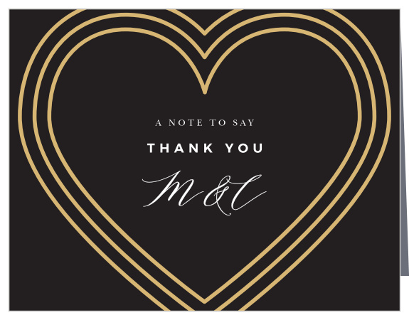 Modern Triple Hearts Wedding Thank You Cards
