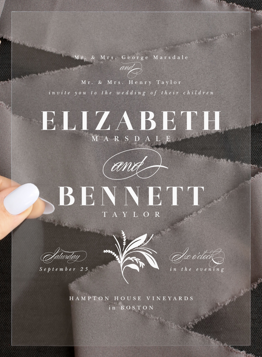 Timely Tradition Clear Wedding Invitations