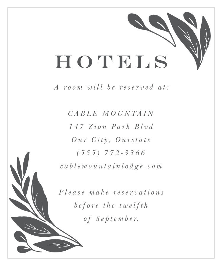 Blooming Love Accommodation Cards