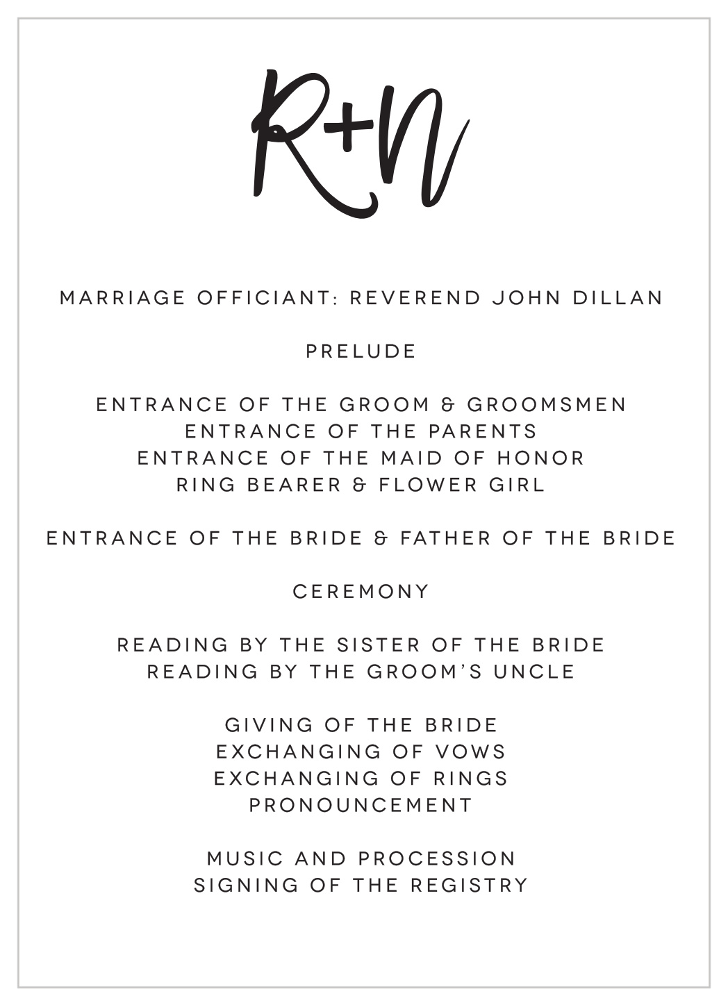 Textured Script Wedding Programs