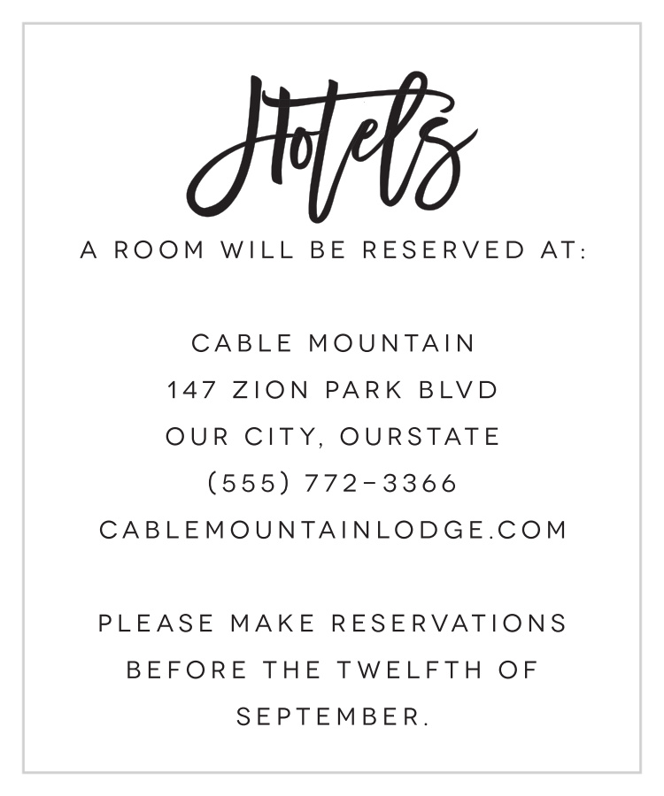 Textured Script Accommodation Cards