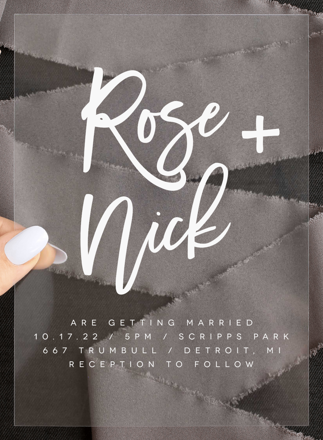 Textured Script Clear Wedding Invitations