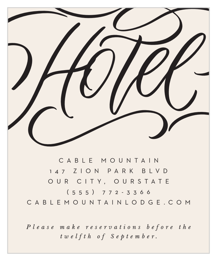 Bold Script Accommodation Cards