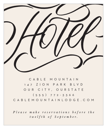 Bold Script Accommodation Cards