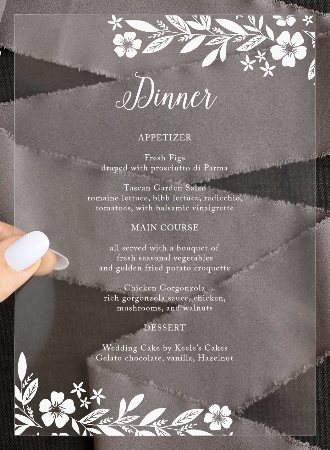 Sophisticated Border Clear Wedding Menus