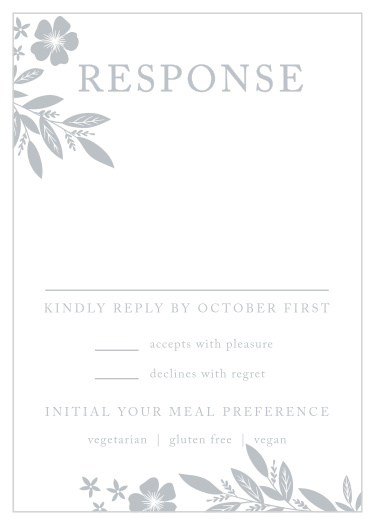 Easily gather your final headcount for your wedding when you send out our lovely Sophisticated Border Response Cards along with your invitations!