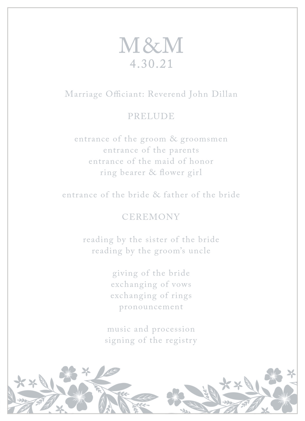 Sophisticated Border Wedding Programs
