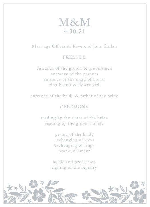 Help your guests feel more included throughout your ceremony, by providing our Sophisticated Border Wedding Programs at your wedding!