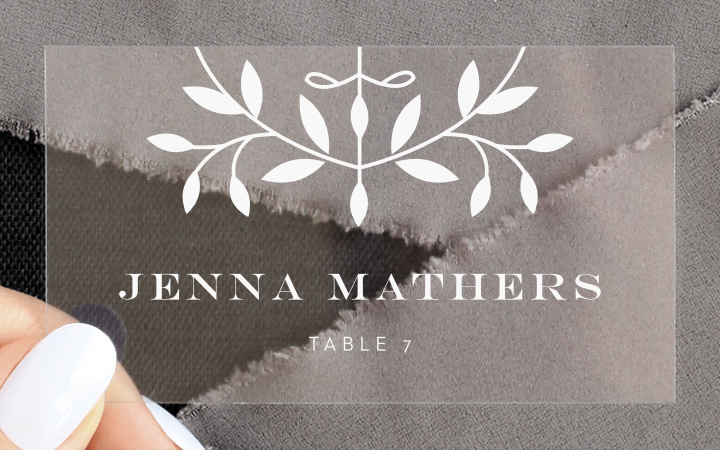 Laced in Laurels Clear Place Cards