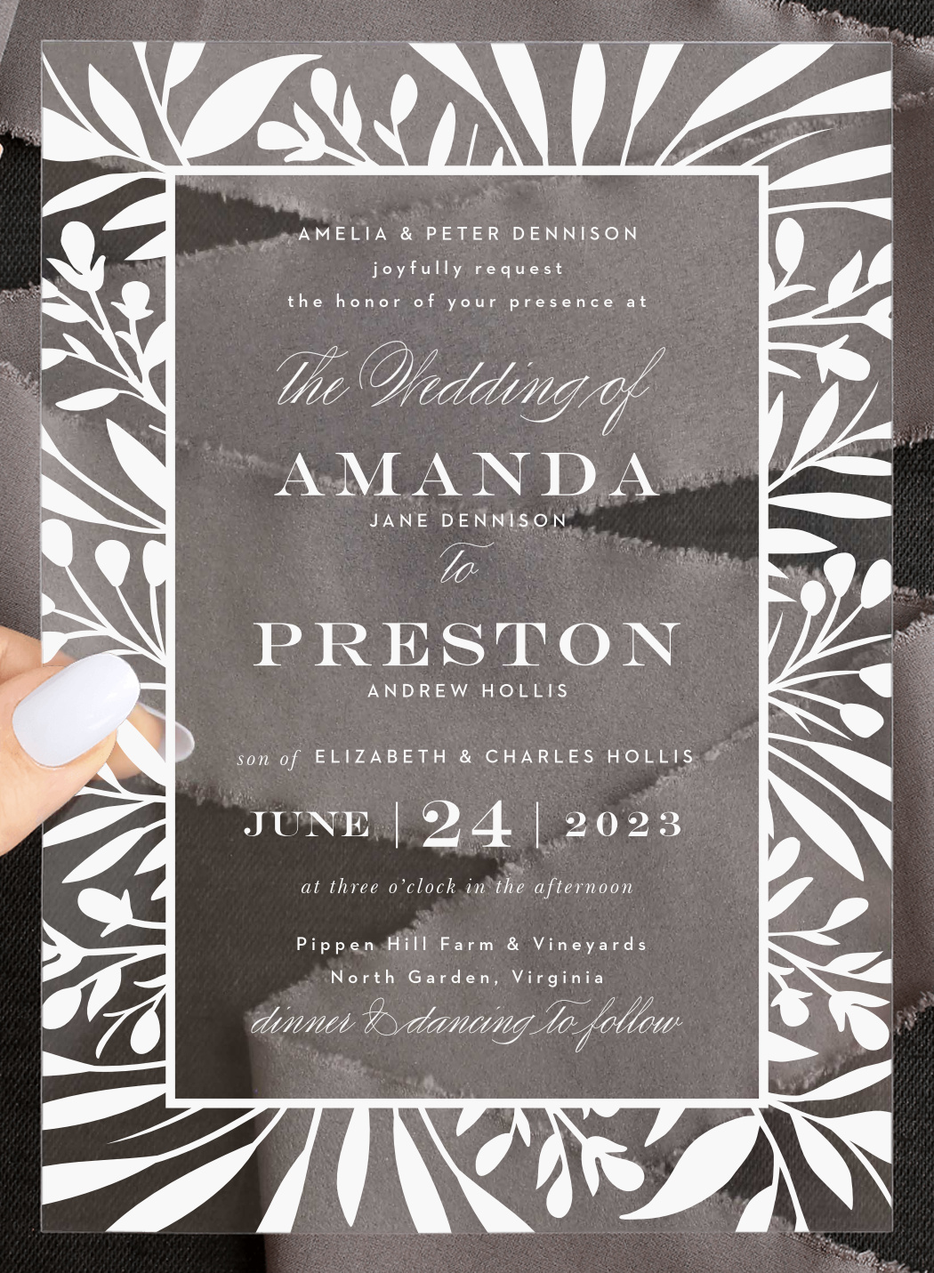 Botanical Burst Clear Wedding Invitations