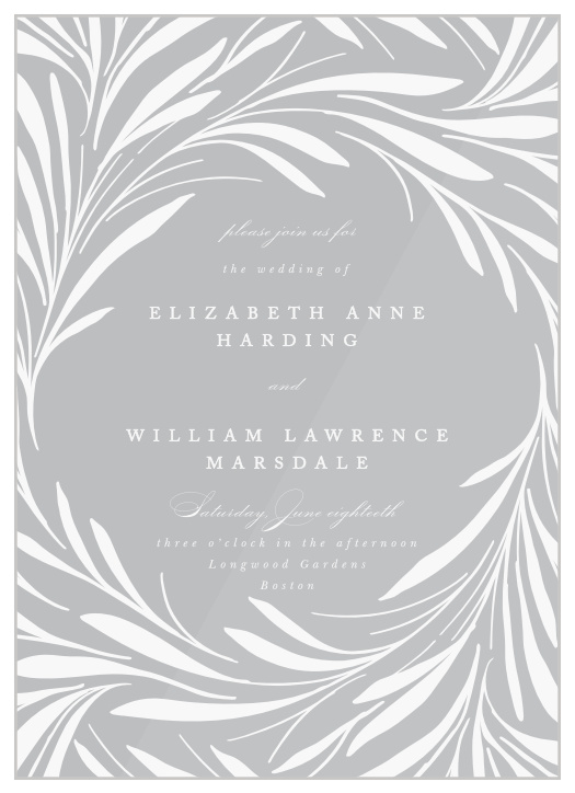 Gather family and friends together to celebrate your marriage with the rustic look of our Swirling Wreath Clear Wedding Invitations.