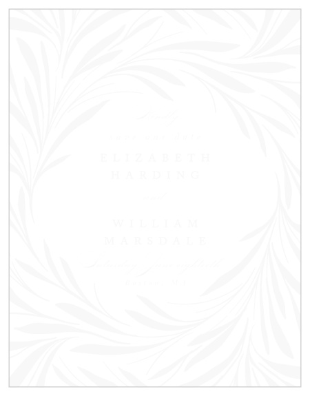 The rustic look of our Swirling Wreath Clear Save the Date Cards is sure to have family and friends running to their calendars to pencil in your wedding day.
