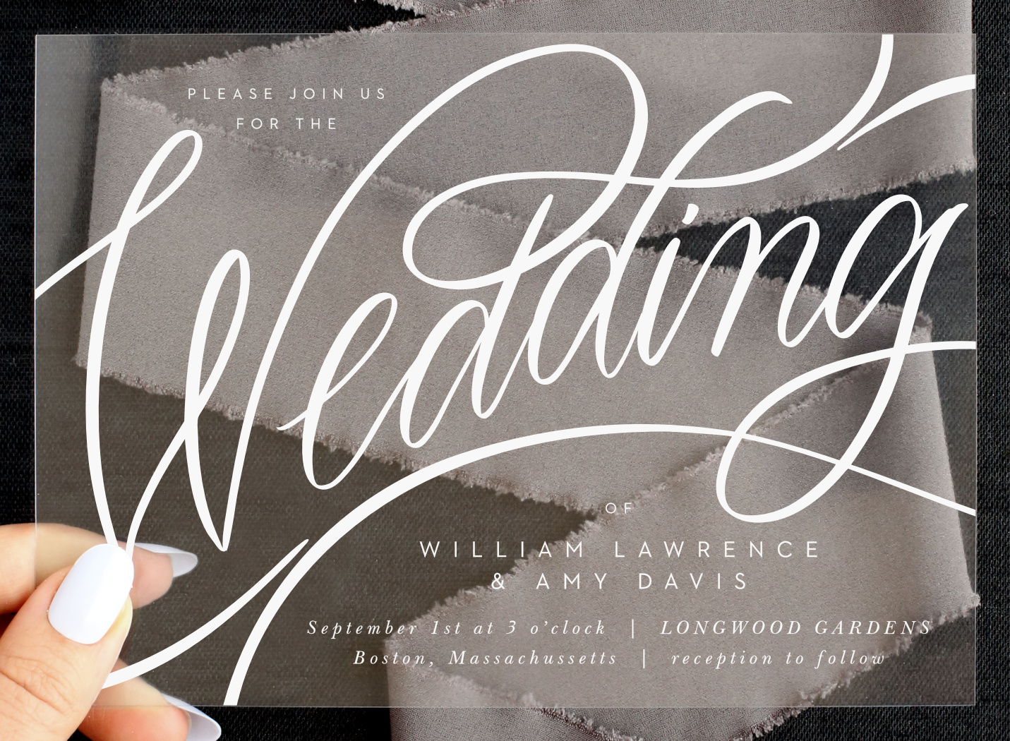 Bold Script Clear Wedding Invitations