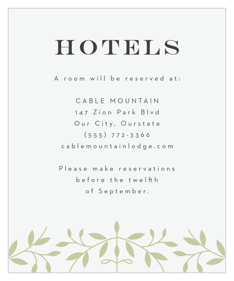 Laced in Laurels Accommodation Cards