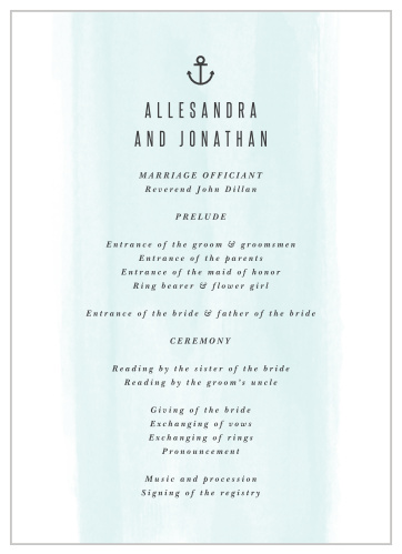 Nautical Anchor Wedding Programs