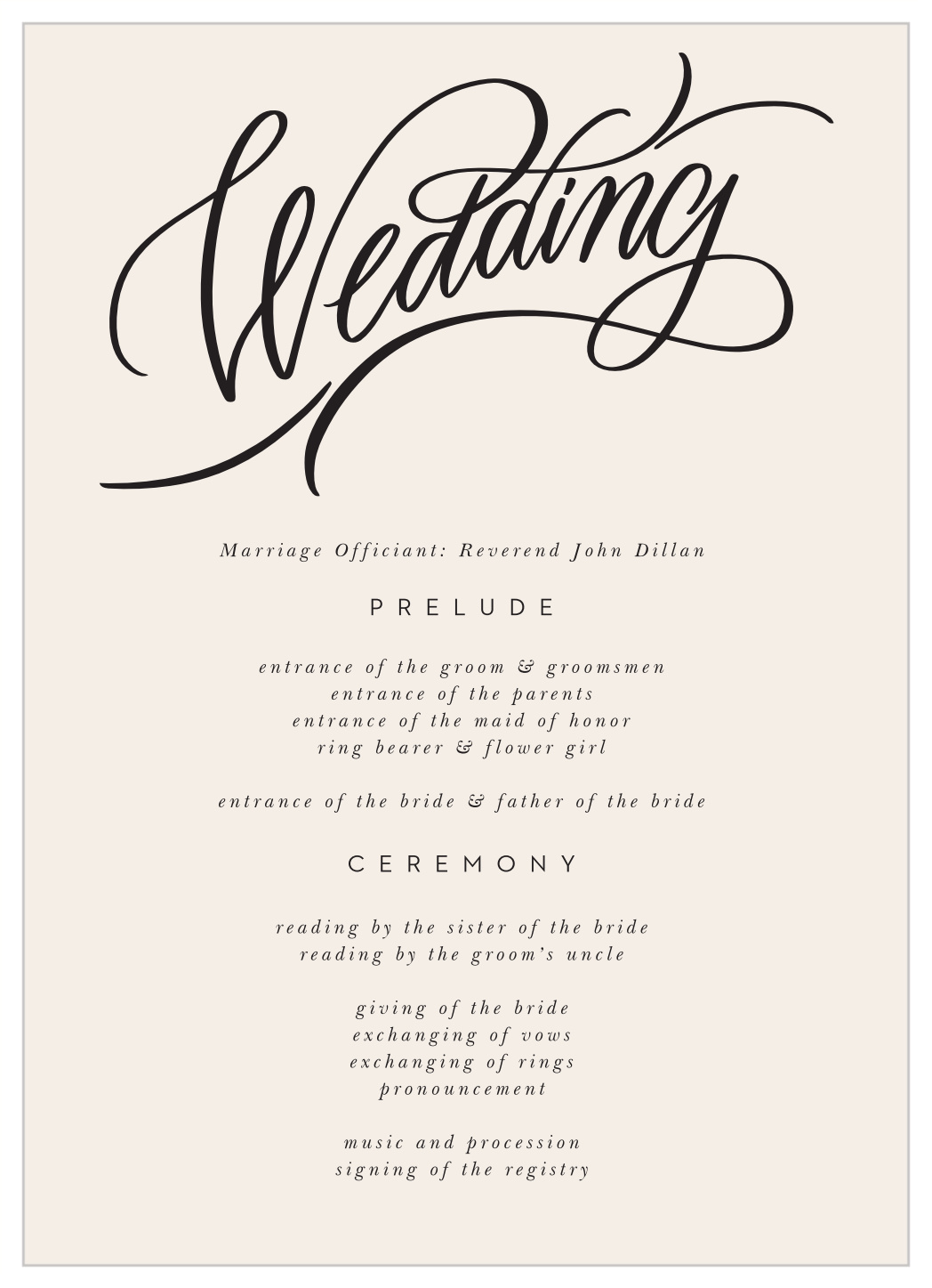 Bold Script Wedding Programs