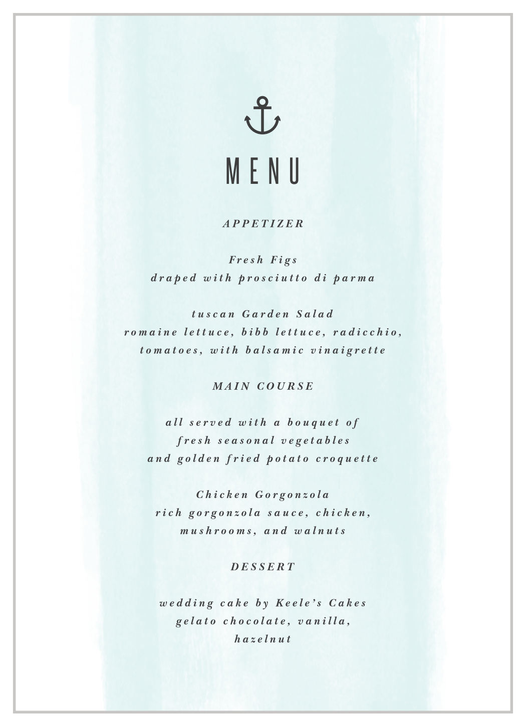 Nautical Anchor Wedding Menus