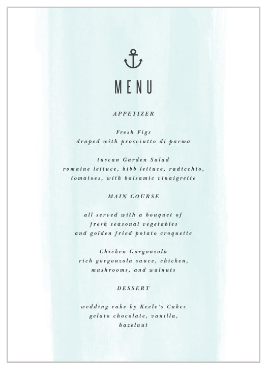 Nautical Anchor Wedding Menus