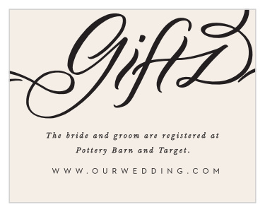 Our Bold Script Registry Cards are the best way to inform your guests where to look for the perfect gift!