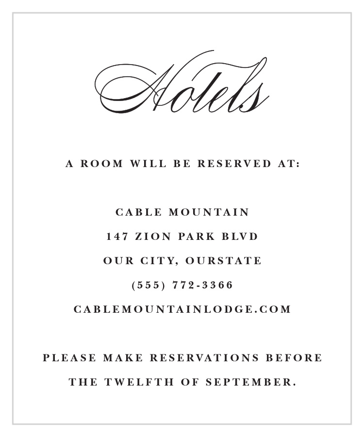 Two Rings Accommodation Cards