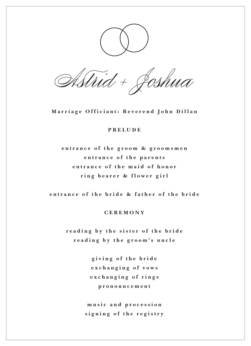 Two Rings Wedding Programs