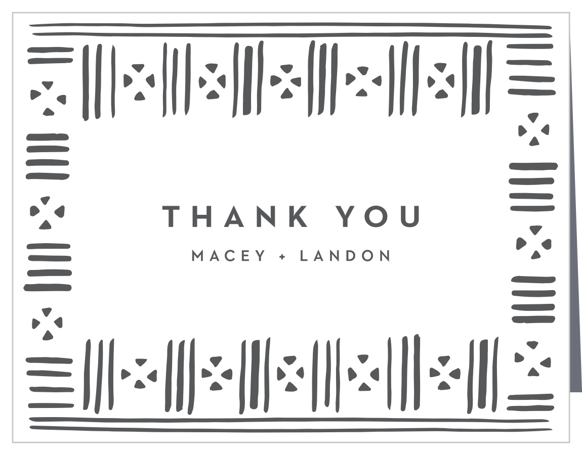 Stamped Mudcloth Wedding Thank You Cards