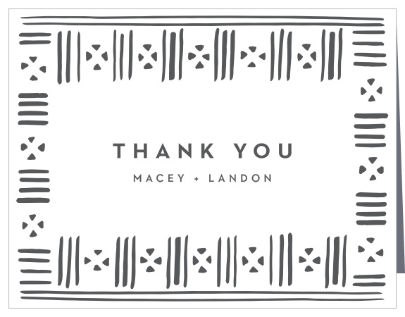 Stamped Mudcloth Wedding Thank You Cards