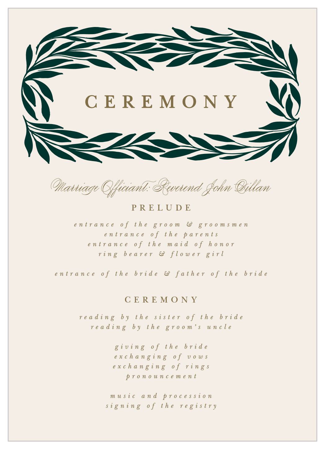 Trimmed Trifecta Wedding Programs