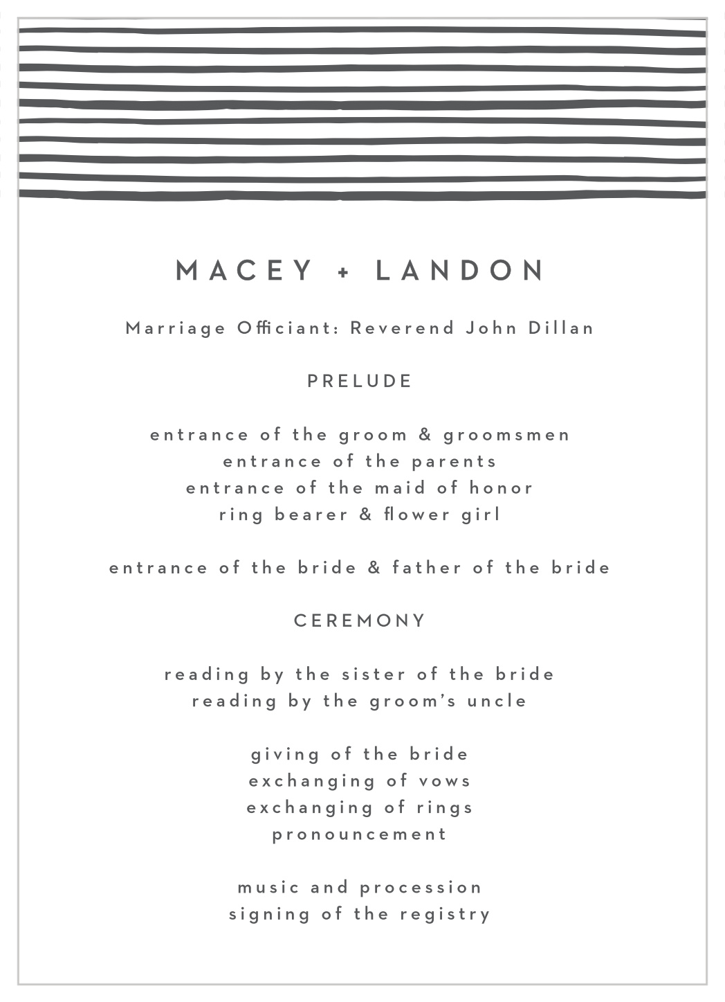 Stamped Mudcloth Wedding Programs