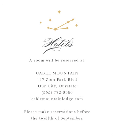 Classic Constellation Foil Accommodation Cards