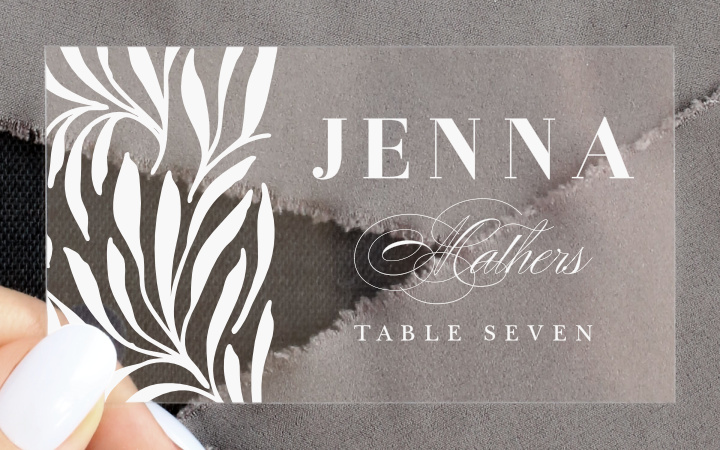 Garden Monogram Clear Place Cards