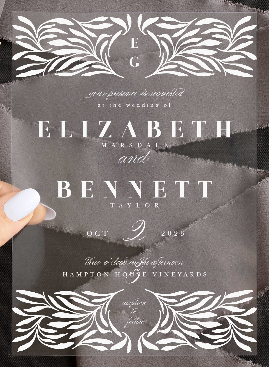 Garden Monogram Clear Wedding Invitations