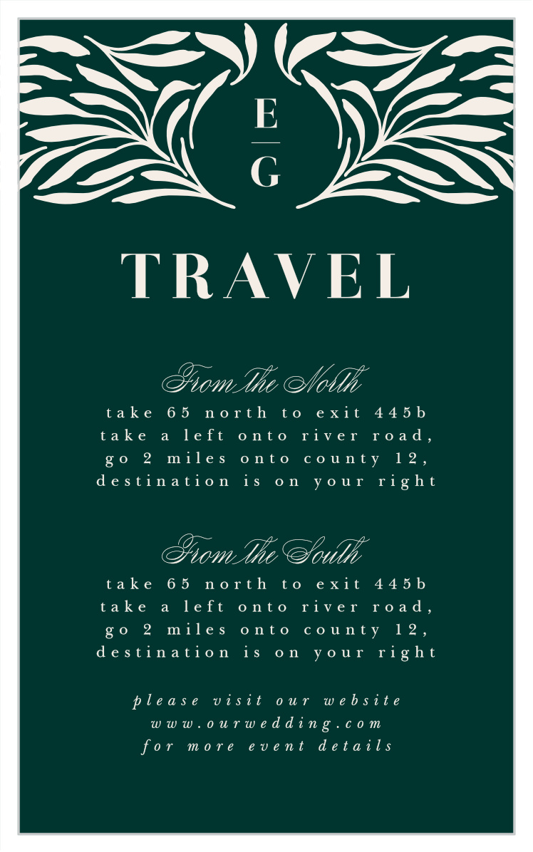 Garden Monogram Direction Cards