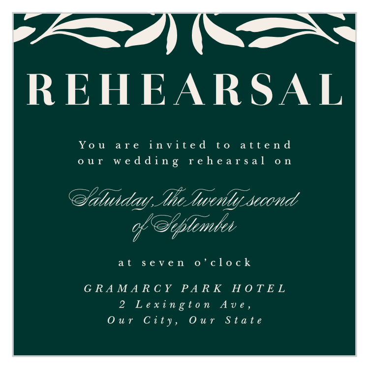 Garden Monogram Rehearsal Cards