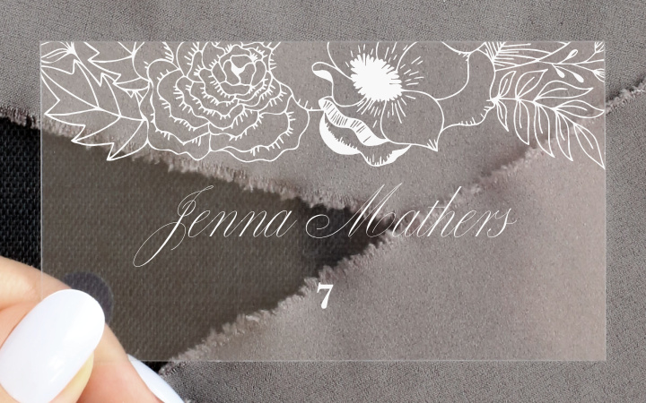 Rustic Botanicals Clear Place Cards