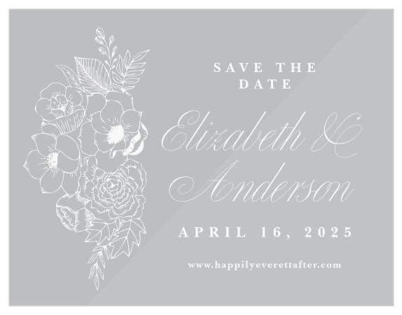 Share your wedding information with timeless style with our Rustic Botanicals Clear Clear Save the Date Cards.