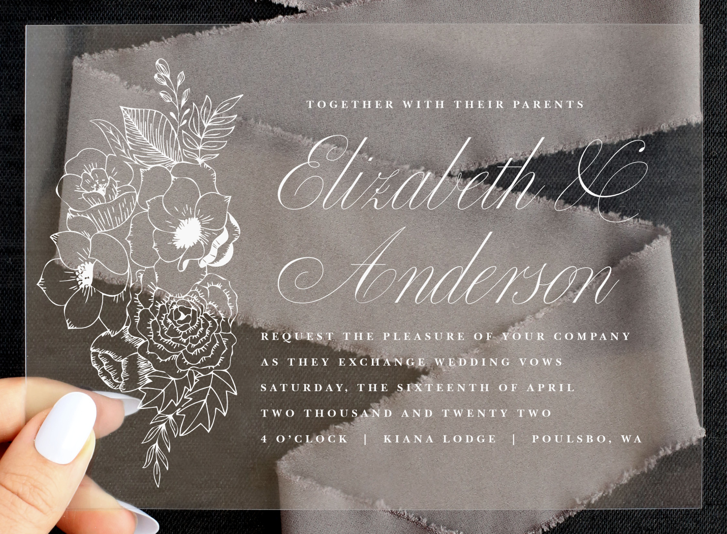 Rustic Botanicals Clear Wedding Invitations