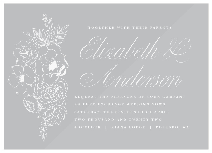 Share your wedding information with timeless style with our Rustic Botanicals Clear Wedding Invitations. 