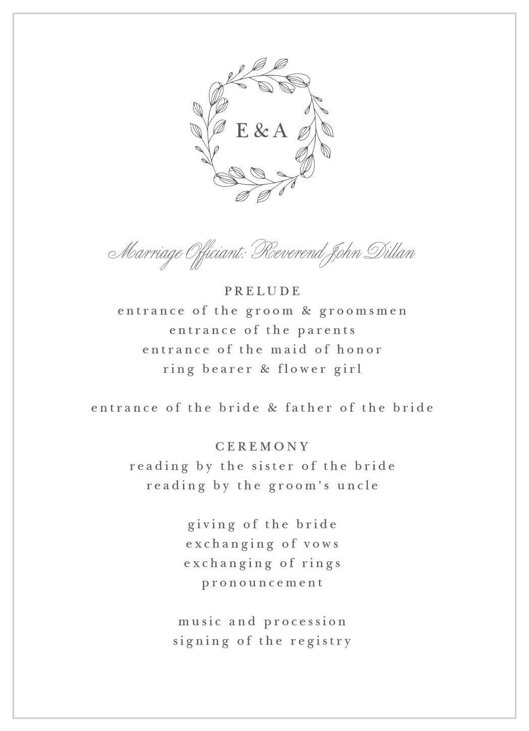 Rustic Botanicals Wedding Programs