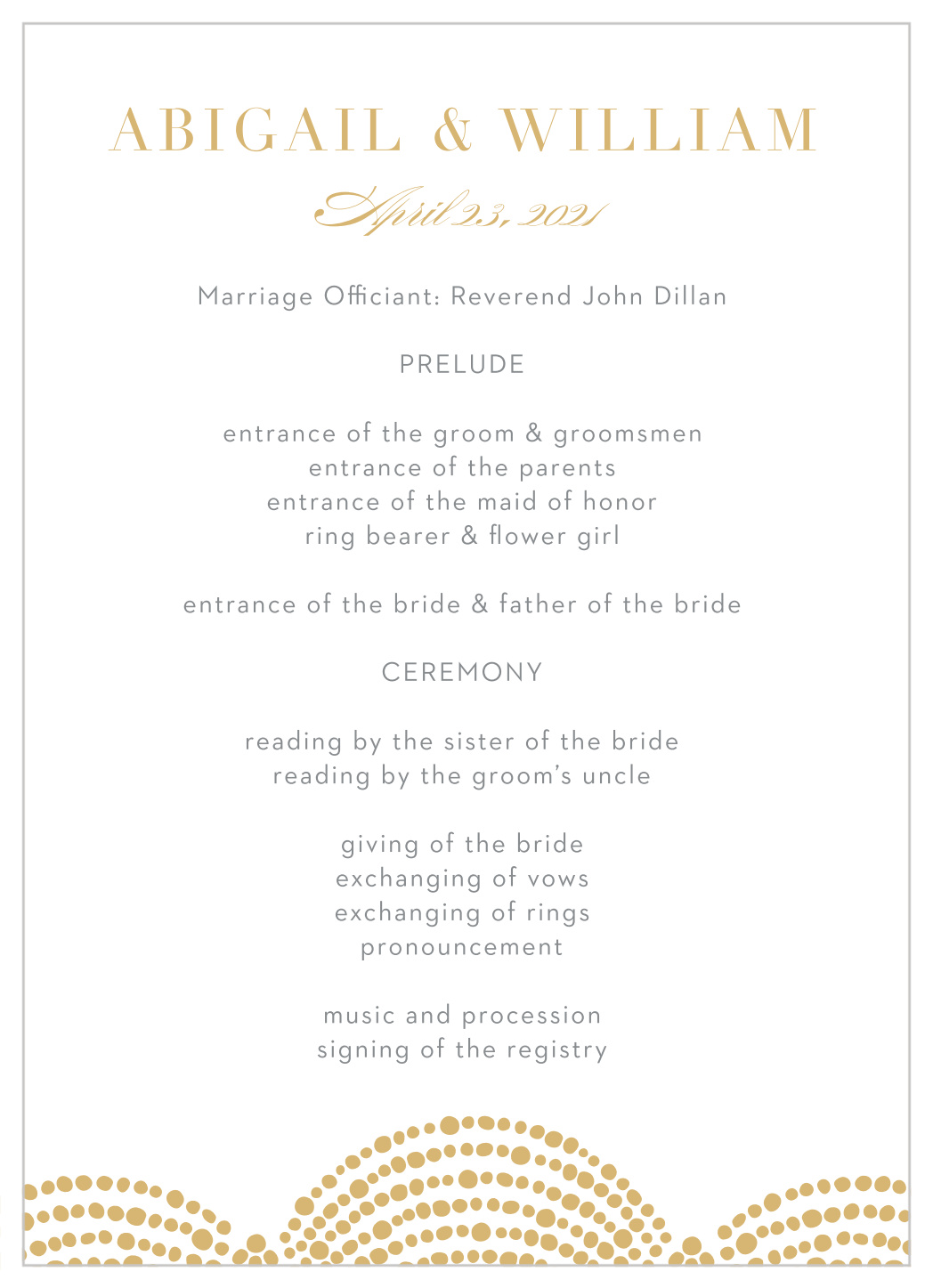 Dotted Border Wedding Programs