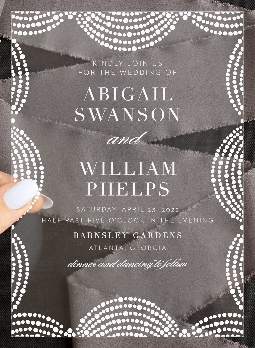Dotted Border Clear Wedding Invitations
