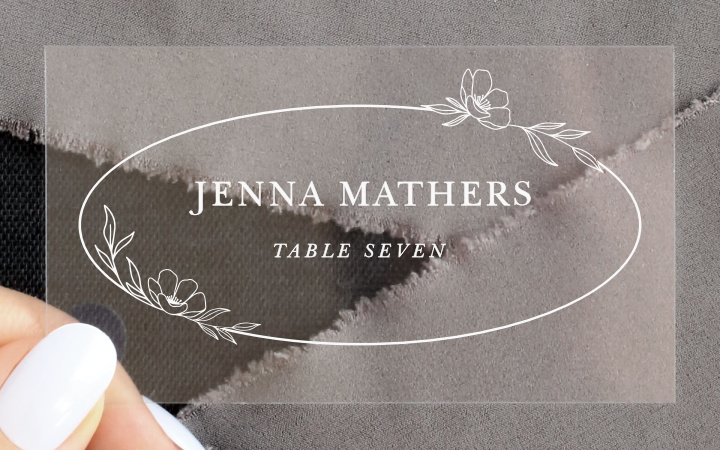 Floral Nuptials Clear Place Cards