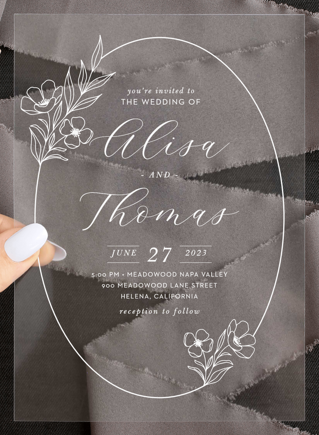 Floral Nuptials Clear Wedding Invitations