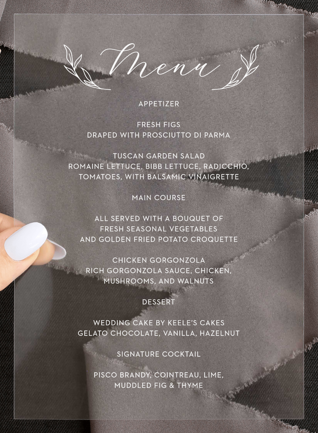 Floral Nuptials Clear Wedding Menus