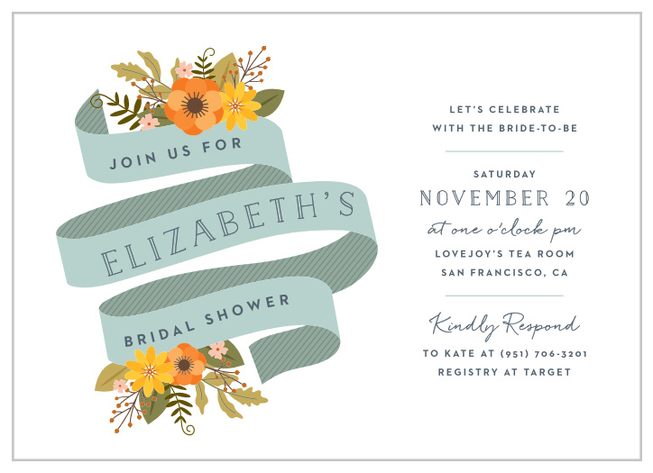 Kickstart your favorite pre-wedding celebrations, by sending out our Ribbon Fanatic Bridal Shower Invitations to your closest family and friends!