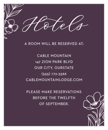 Floral Nuptials Accommodation Cards