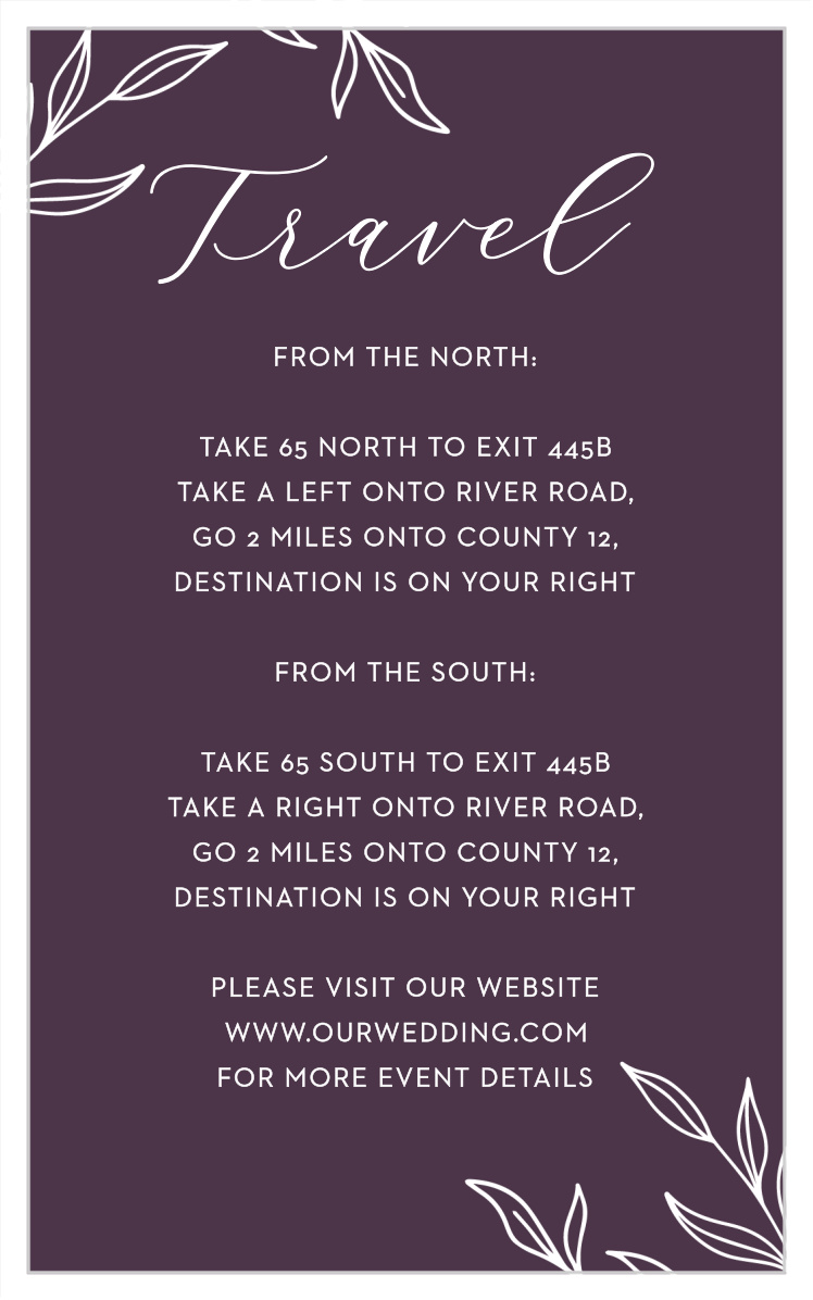Floral Nuptials Direction Cards